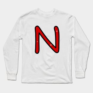 Letter N. Name with letter N. Personalized gift. Abbreviation. Abbreviation. Lettering Long Sleeve T-Shirt